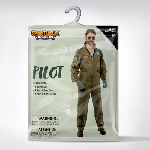 Vista 7 de Spooktacular Creations Disfraz de piloto de combate para hombre, disfraz de piloto con accesorio para Halloween