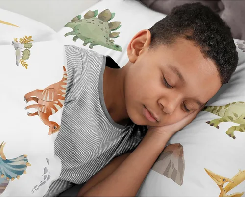 Vista 3 de Sweet Jojo Designs Juego de sábanas tamaño individual de 3 piezas (dinosaurio de dinosaurio en acuarela) para niños, niños, adolescentes, incluye