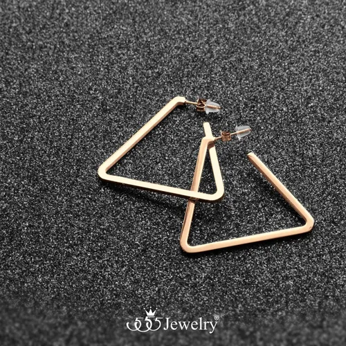 Vista 3 de 555Jewelry - Pendientes de triángulo de acero inoxidable para mujer