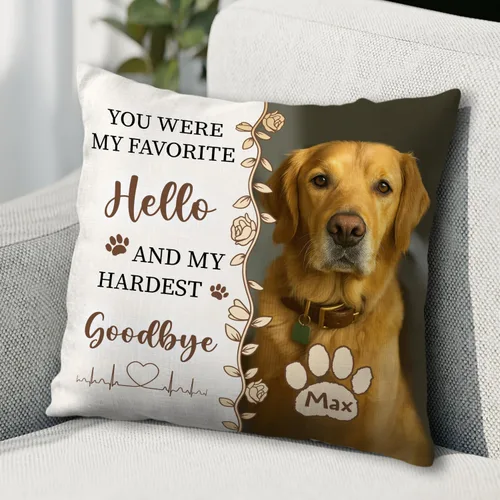 Vista 2 de Funda de almohada conmemorativa personalizada para mascotas, regalos conmemorativos para perros, gatos con nombre y foto personalizados, regalo