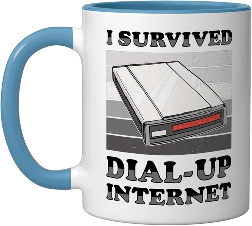 Vista 7 de 90s Nostalgia Retro 90s Dial Up Internet Vintage Ceramic Mug, Black/White, 11oz