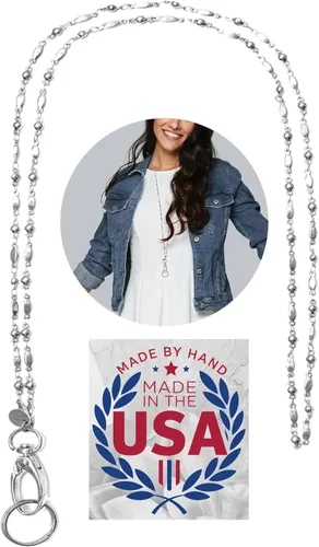 Vista 10 de Hidden Hollow Beads Stainless Steel Chain Stronger Women's Hand Made USA Lanyard 34", Nurse Teacher ID Badge Card Holder Keys