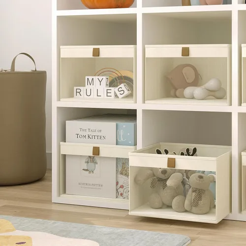 Vista 9 de Organizadores y almacenamiento de ropa para armario, cestas de almacenamiento plegables con ventana de malla para ropa, toallas y juguetes, 10.75 x