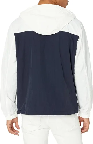 Vista 2 de Tommy Hilfiger - Chaqueta rompevientos con capucha para hombre, estilo retro, ligera, resistente al agua