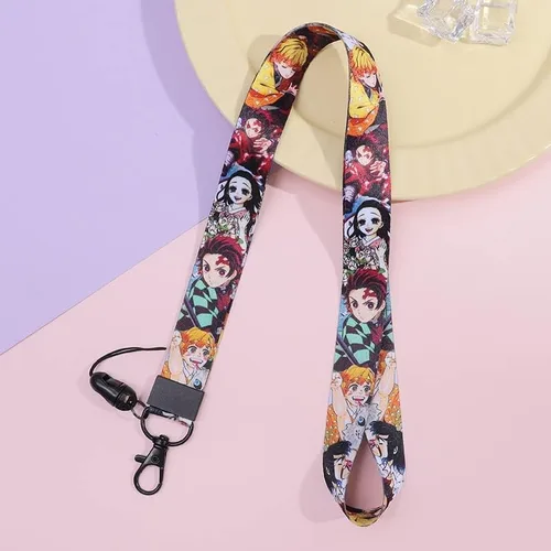 Vista 6 de Demon Anime Tanjiro & Nezuko - Cartera con cordón y llavero, tarjetero para tarjetas de identificación, bolsa con cordón, funda para el cuello