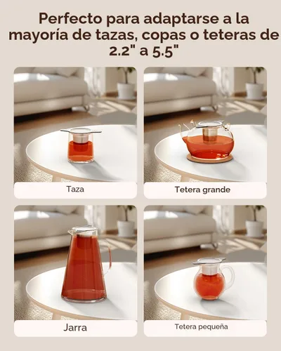 Vista 4 de Reinmoson Coladores y Filtros Grandes para Té Suelto de Una Taza, Infusores de Té de Malla Extra Fina de Acero Inoxidable 304 y Silicona de Grado