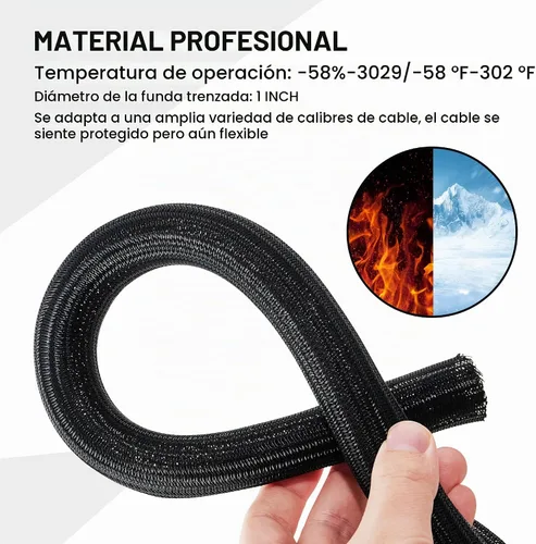 Vista 6 de RED WOLF Funda de Cable de Alambre Trenzado Dividida Manga de Cableado de 10 Pies - 1/2" Flexible Autoenvolvente para Gestión de Cables