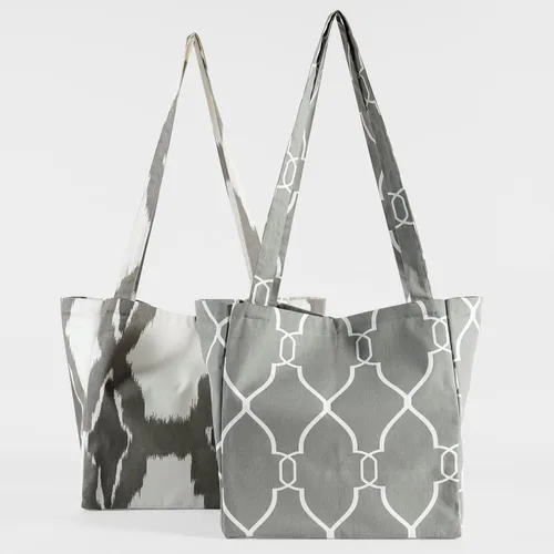 Vista 2 de HPD Half Price Drapes Bolsas de compras reutilizables para comestibles, paquete de 2 bolsas de algodón ligeras PRCT-GB81602-ST, Aiden Geometric