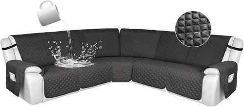 Vista 42 de HDCAXKJ Fundas de sofá seccional reclinable 100% impermeable, forma de L, funda de sofá reclinable lavable acolchada suave para mascotas, perro