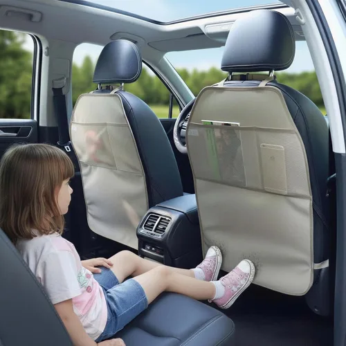 Vista 2 de Viaviat Protector de Asiento de Auto, Esterilla Grande 2 Pack, Protectores Duraderos Resistente al Agua para Asiento Trasero del Auto con 2