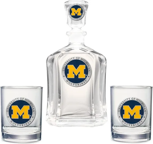 Vista 18 de Heritage Pewter Juego de decantador Appalachian State con 2 vasos combinados, vertedor de 24 onzas con 2 vasos dobles antiguos, vidrio de peltre