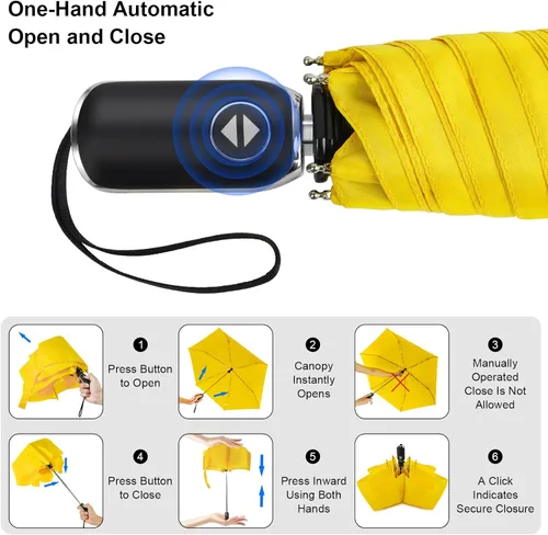 Vista 136 de LEAGERA Paraguas de viaje compacto para bolso, mango plano, impermeable para lluvia ligera