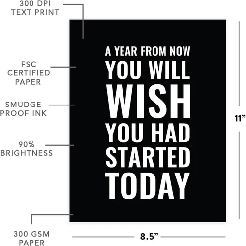 Vista 5 de Andaz Press Colección de arte de pared Gym Fitness, 8.5 x 11 pulgadas, impresión de póster con texto en inglés "A Year From Now You Will Wish You