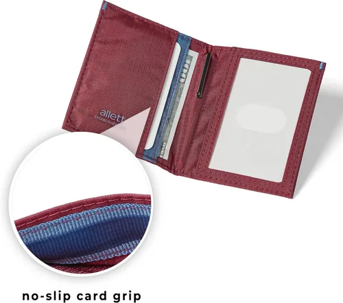 Vista 3 de Allett Cartera híbrida para tarjetas, morera, nailon, bloqueo RFID, diseño vertical, minimalista, plegable, soporte para tarjetas, resistente al
