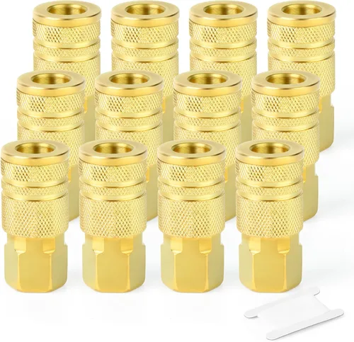 Vista 9 de GASHER 12PCS 1/2"MNPT Brass Industrial Coupler,1/4 Flow Quick Connect Air Coupler
