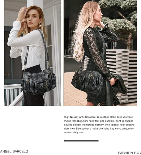 Vista 6 de Angel Barcelo Bolsos de cuero sintético para mujer, bolso de hombro, a la moda, bolsas para niñas
