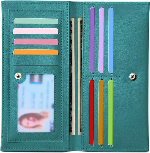 Vista 12 de Tipmile Cartera ultra delgada para mujer, cartera de cuero plegable para mujer, cartera RFID, cartera de bloqueo RFID para tarjetas de crédito