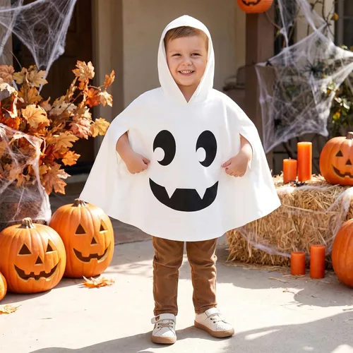 Vista 4 de Toddler Baby Ghost Costume Cute Hooded Cape Halloween Costumes A-blanco