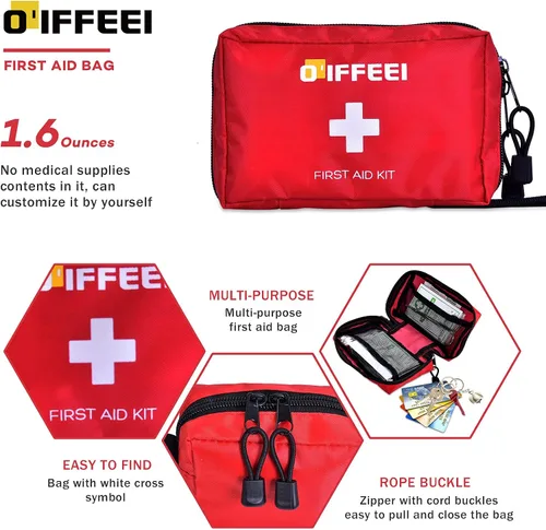 Vista 3 de O'IFFEEI Bolsa vacía pequeña de primeros auxilios, portátil para exteriores, camping, senderismo, mochileros, viajes. Bolsa médica pequeña