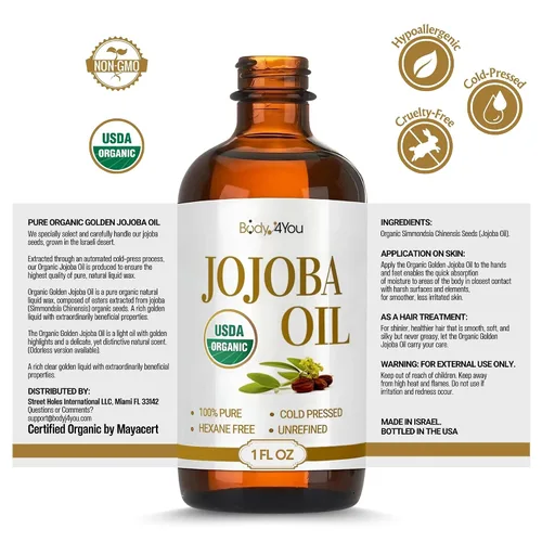 Vista 9 de BodyJ4You Aceite de Jojoba Orgánico para la Piel - Orgánico USDA 100% Puro Natural - Gua Sha Facial Dermaplaning para la Cara y el Cuero Cabelludo