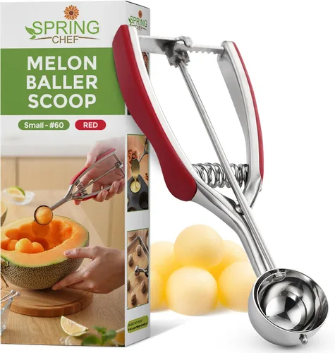 Vista 10 de Spring Chef Cuchara Extra Pequeña para Galletas, Boleador de Melón de Acero Inoxidable, Cuchara para Hornear, Gatillo con Resorte para Masa