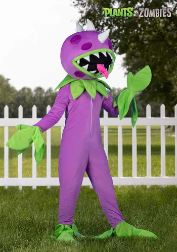 Vista 2 de Plants vs Zombies - Disfraz de Chomper para niños, overol morado, disfraz de planta atrapamoscas de Venus para Halloween