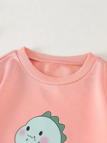 Vista 3 de SOLY HUX Sudadera de manga larga con cuello redondo y estampado de letras de corazón para niña