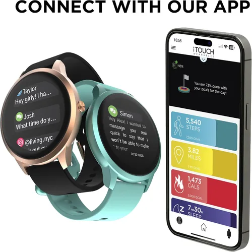 Vista 5 de iTouch Sport 4 Smartwatch - Monitor de actividad física, monitor de frecuencia cardíaca, esfera de reloj personalizable, rastreador de actividad