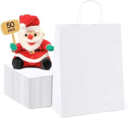 Vista 15 de METRONIC Bolsas de regalo de papel negro de 8 x 4.25 x 10.5 pulgadas, paquete de 100 bolsas de compras medianas de papel kraft con asas