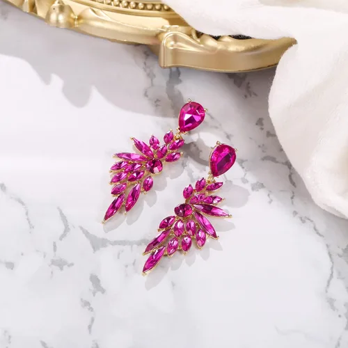 Vista 4 de BriLove Pendientes colgantes de cristal para mujer, diseño de lágrima de cristal para boda