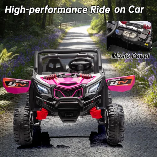 Vista 4 de POSTACK 24V 8Ah vehículo de paseo para niños pequeños, 4WD eléctrico de 4 ruedas, camión volcador para niños de 2 plazas con control remoto