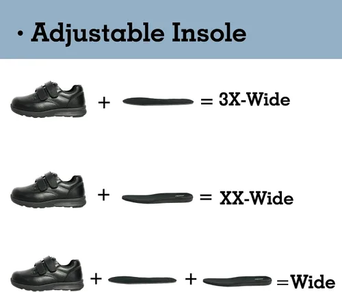 Vista 6 de YOJANEO Zapatos para diabéticos para hombres, zapatos de vestir de ancho ancho ajustable, zapatos de velcro para diabéticos, edema para fascitis