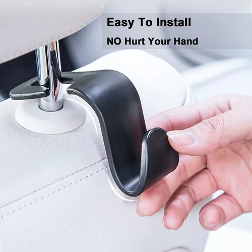 Vista 5 de Gancho para reposacabezas de asiento de automóvil, paquete de 4 ganchos para mochila de vehículos, organizador para bolsos, bolsos, ropa, gancho