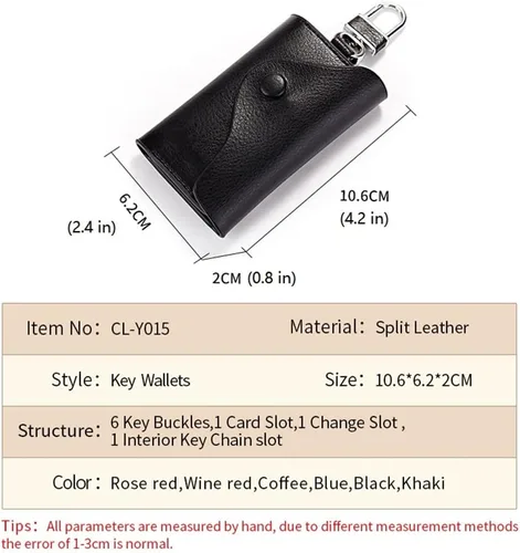 Vista 3 de JIUFENG Cartera multifuncional de cuero para llaves de coche, monederos, llaveros, unisex, para llaves