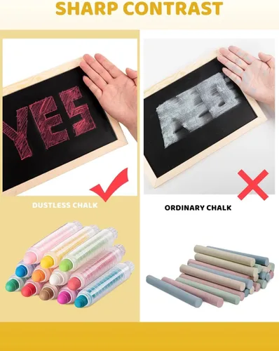 Vista 5 de Juego de tizas para acera con soporte para niños, 24 tizas lavables para niños pequeños en 12 colores para pizarra, dibujo, escritura, juguetes