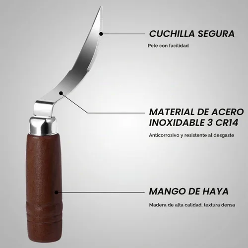 Vista 9 de UPKOCH - Removedor de carne de coco con mango de madera, rascador de acero inoxidable para cocina y hogar, 9.1 x 1.2 in, color marrón oscuro