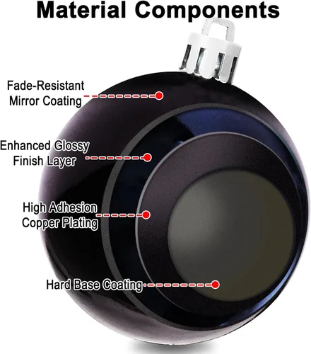 Vista 3 de AMS Esferas de Navidad de 2.36 pulgadas/60mm, 34 unidades, adornos grandes, decoraciones para fiestas, inastillables, colgantes festivos para Negro