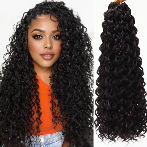Vista 62 de GoGo Curl Crochet Hair 18 pulgadas onda de agua pelo sintético bohemio ganchillo trenzado jengibre onda profunda extensiones de cabello trenzado