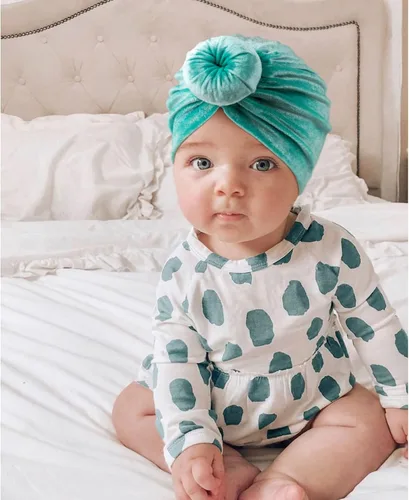 Vista 3 de DRESHOW BQUBO Baby Turban Hats Turban Bun Knot Baby Infant Beanie Baby Girl Soft Cute Toddler Cap