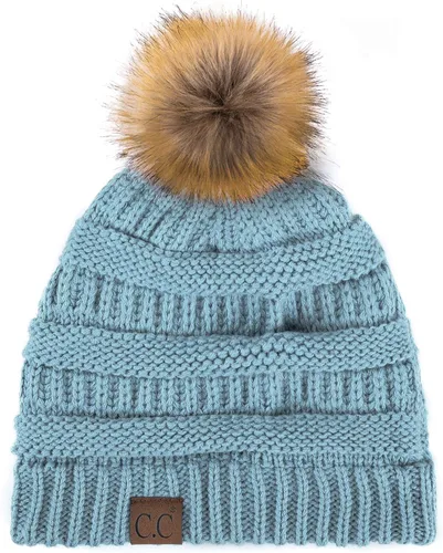 Vista 36 de Gorro unisex liso con pompón y ribete (HAT-43) de C.C Hatsandscarf Exclusives Marfil
