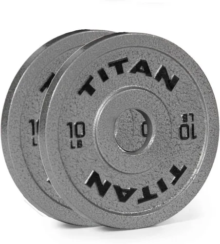 Vista 11 de Titan Fitnes Cast Iron Olympic Plates, Classic Weight Plate Design, Hammer Finish