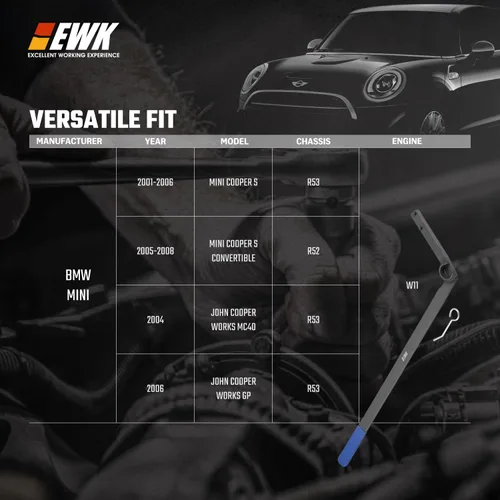 Vista 8 de Herramienta de correa serpentina EWK para BMW y MINI Cooper R52 R53, W11 con motor sobrealimentado