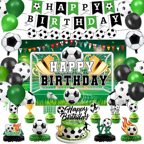 Vista 9 de Las decoraciones para fiestas de cumpleaños de los años 90 incluyen telón de fondo, centros de mesa de panal, pancarta, espirales colgantes, globos