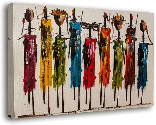Vista 21 de SpiritualHands Máscaras africanas - Lienzo decorativo para pared, lienzo de dama africana, vibrante arte de pared africano hecho a mano
