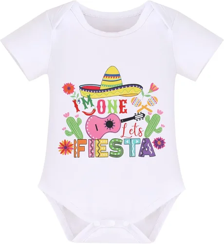 Vista 2 de IMEKIS Mameluco para bebé niña con diseño de My First Cinco De Mayo, falda tutú arcoíris + sombrero mexicano, ropa para pastel de cumpleaños