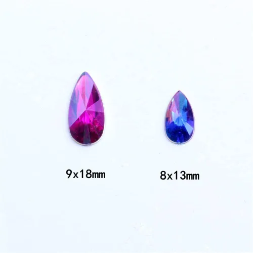 Vista 5 de 200 diamantes de imitación de gota de agua, diamantes de imitación de resina con parte trasera plana para manualidades, ropa, decoración de Verde AB