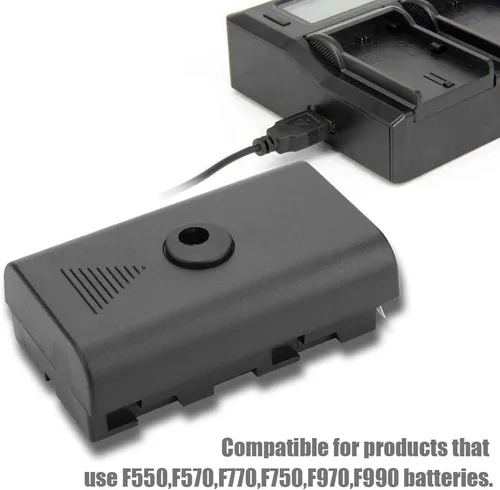 Vista 3 de NPF - Fuente de alimentación externa de batería ficticia, acoplador de batería ficticia para NPF550 F570 F770 F750 F970 F990 con cable USB