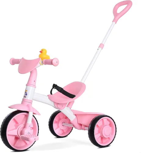 Vista 8 de KRIDDO - Triciclos 2 en 1 para niños de 18 meses a 3 años, ruedas EVA mejoradas, ideal para regalo para niños de 2 a 3 años, con mango de empuje