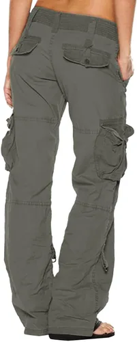Vista 7 de Pantalones cargo holgados de senderismo para mujer, pantalones casuales Y2K para niñas, pantalones Y2K de cintura alta, pierna ancha, pantalones