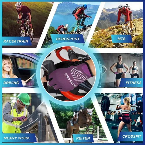 Vista 6 de KINGSBOM Guantes de ciclismo que absorben los golpes con almohadilla de gel de silicona ligera, transpirables y antideslizantes para hombres
